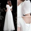 Vintage / Retro Ivory Satin Solid Color Prom Dresses 2022 A-Line / Princess Square Neckline Puffy Short Sleeve Backless Floor-Length / Long Formal Dresses