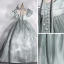 Classy Sage Green Satin Prom Dresses 2022 Ball Gown Square Neckline Puffy Short Sleeve Backless Bow Floor-Length / Long Formal Dresses