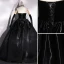 Vintage / Retro Black Satin Suede Prom Dresses 2022 Ball Gown Strapless Sleeveless Backless Floor-Length / Long Formal Dresses