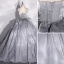 Mode Silber Grau Fallende Rüsche Ballkleider 2022 Ballkleid Bandeau Ärmellos Rückenfreies Lange Festliche Kleider