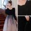 Élégant Noire Daim Robe De Bal 2022 Princesse Perle Encolure Carrée Manches Longues Dos Nu Longue Robe De Ceremonie