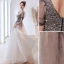 Charmant Océan Bleu Dégradé De Couleur Robe De Bal 2022 Princesse V-Cou Paillettes Noeud Manches Courtes Dos Nu Longue Robe De Ceremonie