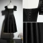 Modest / Simple Black Homecoming Graduation Dresses Little Black Dress 2021 A-Line / Princess Square Neckline Short Sleeve Backless Tea-length Formal Dresses