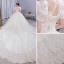 Vintage / Retro Ivory Beading Sequins Lace Flower Wedding Dresses 2021 Ball Gown Scoop Neck Short Sleeve Backless Royal Train Wedding