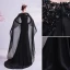 Vintage Schwarz Ballkleider 2021 Meerjungfrau Rundhalsausschnitt Perlenstickerei Spitze Blumen Ärmellos Sweep / Pinsel Zug Ball Festliche Kleider