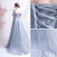 Chic / Belle Gris Robe De Bal 2021 Princesse Encolure Carrée Manches Courtes Dos Nu Perlage Perle En Dentelle Fleur Longue Promo Robe De Ceremonie