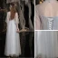 Elegant Grey Beading Evening Dresses  Prom Dresses 2021 A-Line / Princess High Neck Appliques Lace Flower Pearl 3/4 Sleeve Backless Floor-Length / Long Prom Formal Dresses