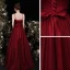 Chic / Beautiful Burgundy Satin Prom Dresses 2021 A-Line / Princess Spaghetti Straps Sleeveless Backless Bow Floor-Length / Long Prom Formal Dresses