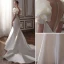 Mode Ivory / Creme Satin Brautkleider / Hochzeitskleider Abendkleider 2021 Meerjungfrau V-Ausschnitt Geschwollenes Kurze Ärmel Rückenfreies Hof-Schleppe Hochzeit