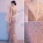 Sparkly Gold Sequins Beading Tassel Evening Dresses  2021 Trumpet / Mermaid High Neck Short Sleeve Floor-Length / Long Evening Party Formal Dresses
