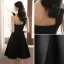 Fashion Summer Black Homecoming Graduation Dresses 2021 A-Line / Princess One-Shoulder Sleeveless Backless Bow Knee-Length Formal Dresses
