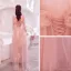 Charming Blushing Pink Pleated Evening Dresses 2021 A-Line / Princess Crossed Straps Pearl Rhinestone Square Neckline Sleeveless Backless Floor-Length / Long Evening Party Formal Dresses