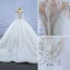 Luxury / Gorgeous High-end Ivory Glitter Beading Crystal Rhinestone Wedding Dresses 2021 Ball Gown High Neck Appliques Sequins 3/4 Sleeve Royal Train