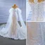 High-end Charming White Watteau Train Wedding Dresses 2021 Trumpet / Mermaid Scoop Neck Beading Pearl Sequins Lace Flower Sleeveless Chapel Train Wedding
