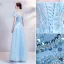 Chic / Belle Bleu Ciel Robe De Bal Robe De Bal 2021 Princesse Encolure Carrée Perlage Perle Paillettes En Dentelle Fleur Manches Courtes Dos Nu Longue Promo Robe De Ceremonie