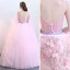 Chic / Beautiful Candy Pink Quinceañera Prom Dresses 2018 Ball Gown Appliques Pearl Sash Cascading Ruffles V-Neck Sleeveless Backless Floor-Length / Long Formal Dresses