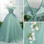 Flower Fairy Green Prom Dresses 2018 Ball Gown Appliques V-Neck Backless Sleeveless Floor-Length / Long Formal Dresses