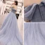 Élégant Gris Bleu Ciel Robe De Soirée 2018 Princesse Faux Diamant De l'épaule Dos Nu Sans Manches Tribunal Train Robe De Ceremonie