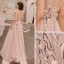 Chic / Beautiful Blushing Pink Summer Evening Dresses  2018 A-Line / Princess Appliques Bow Spaghetti Straps Backless Sleeveless Floor-Length / Long Formal Dresses