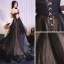 Schöne Schwarz Rüschen Abendkleider 2018 A Linie Off Shoulder Ärmellos Rückenfreies Sweep / Pinsel Zug Festliche Kleider