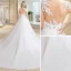 Élégant Ivoire Robe De Mariée 2018 Robe Boule En Dentelle Appliques Percé Encolure Dégagée Sans Manches Cathedral Train Mariage