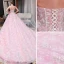 Chic / Belle Rose Bonbon Robe De Mariée 2018 Princesse En Dentelle Appliques Perlage Paillettes Amoureux Dos Nu Sans Manches Cathedral Train Mariage