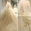 Luxe Champagne Robe De Mariée 2018 Dos Nu Robe Boule Perlage Paillettes Bretelles Spaghetti Sans Manches Royal Train Mariage