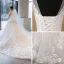 Chic / Beautiful White Wedding Dresses 2018 Ball Gown Lace Embroidered Scoop Neck Backless Long Sleeve Royal Train Wedding