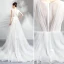 Chic / Beautiful Summer White Beach Wedding Dresses 2018 A-Line / Princess Appliques Pleated Organza V-Neck Sleeveless Chapel Train Wedding