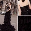 Moderne / Mode Noire Robe De Soirée 2018 Princesse Transparentes Asymétrique Bretelles Spaghetti Dos Nu Sans Manches Robe De Ceremonie