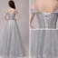 Elegante Silber Abendkleider 2018 A Linie Glanz Pailletten Metall Stoffgürtel Schultern Ärmellos Lange Festliche Kleider