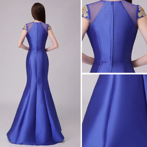 Classic Royal Blue Evening Dresses 2018 Trumpet / Mermaid Lace Appliques Pearl Scoop Neck Sleeveless Floor-Length / Long Formal Dresses