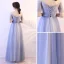 Abordable Bleu Ciel Robe De Bal 2018 Princesse En Dentelle Paillettes De l'épaule Dos Nu Manches Courtes Longue Robe De Ceremonie