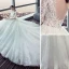 Chic / Belle Ivoire Robe De Mariée 2018 Robe Boule Transparentes En Dentelle Appliques Encolure Dégagée Dos Nu 3/4 Manches Tribunal Train Mariage