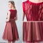 Chic / Beautiful Burgundy Homecoming Graduation Dresses 2018 A-Line / Princess Lace Sequins Sash Scoop Neck Sleeveless Knee-Length Formal Dresses