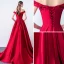 Chic / Belle Bordeaux Robe De Soirée 2018 Princesse En Dentelle Appliques Perlage Paillettes De l'épaule Dos Nu Sans Manches Train De Balayage Robe De Ceremonie