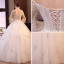Elegant Ivory Wedding Dresses 2018 Ball Gown Beading Lace Flower Off-The-Shoulder Backless 3/4 Sleeve Floor-Length / Long Wedding