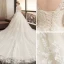 Chic / Beautiful Champagne Wedding Dresses 2018 Ball Gown Lace Appliques Sequins Scoop Neck Backless 3/4 Sleeve Cathedral Train Wedding
