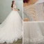 Elegant Champagne Wedding Dresses 2018 Ball Gown Lace Flower Bow Sequins Off-The-Shoulder Backless Sleeveless Cathedral Train Wedding