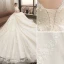Chic / Belle Champagne Robe De Mariée 2018 Robe Boule En Dentelle Appliques Paillettes V-Cou Dos Nu 1/2 Manches Cathedral Train Mariage
