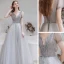Fashion Grey Evening Dresses  2021 A-Line / Princess V-Neck Beading Rhinestone Sequins Short Sleeve Backless Floor-Length / Long Formal Dresses