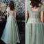 Fashion Green Evening Dresses  2021 A-Line / Princess Square Neckline Sequins Lace Flower Sleeveless Backless Floor-Length / Long Evening Party Formal Dresses