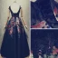Vintage / Retro Black Prom Dresses 2018 A-Line / Princess Beading Lace Flower Printing Scoop Neck Backless Sleeveless Floor-Length / Long Formal Dresses