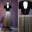 Chic / Beautiful Black Prom Dresses 2018 A-Line / Princess Sash Suede Scoop Neck Backless Short Sleeve Tea-length Formal Dresses