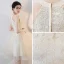 Chic / Beautiful Champagne Homecoming Graduation Dresses 2018 Ball Gown Appliques Lace Scoop Neck Strapless Sleeveless Short Formal Dresses