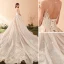 Luxury / Gorgeous Champagne Wedding Dresses 2018 Ball Gown Lace Appliques Beading Crystal Sequins Scoop Neck Backless Sleeveless Cathedral Train Wedding