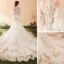 Sexy Champagne Wedding Dresses 2018 Trumpet / Mermaid Appliques Lace Sequins Scoop Neck 1/2 Sleeves Chapel Train Wedding