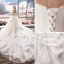 Elegant Ivory Wedding Dresses 2018 Ball Gown Lace Flower Pearl Cascading Ruffles Strapless Backless Sleeveless Royal Train Wedding