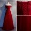 Chic / Beautiful Burgundy Evening Dresses  2018 A-Line / Princess Appliques Lace Beading Tassel Crystal Pearl Off-The-Shoulder Sleeveless Backless Formal Dresses