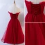 Sexy Burgundy Party Dresses 2018 A-Line / Princess Pleated Strapless Backless Sleeveless Knee-Length Formal Dresses